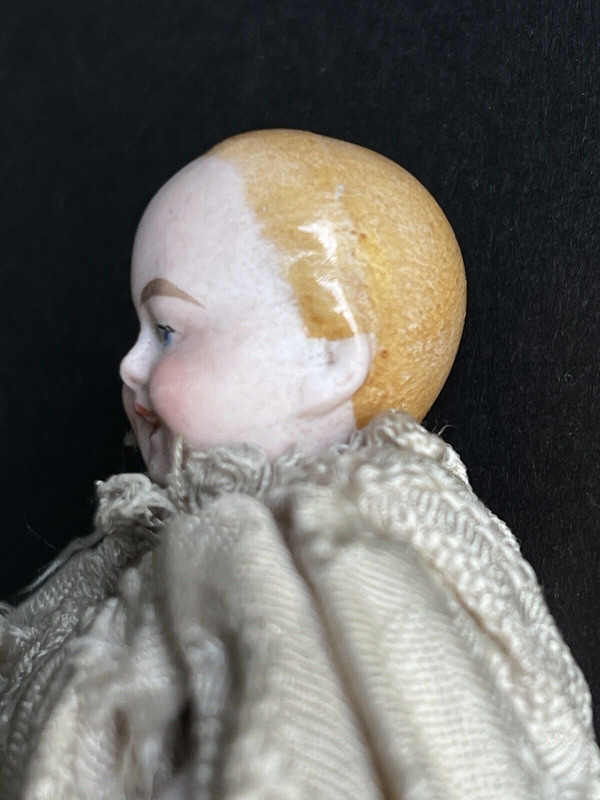 Rare Antique German 4.75” Bisque Shoulder Head Dollhouse Bald Man Doll