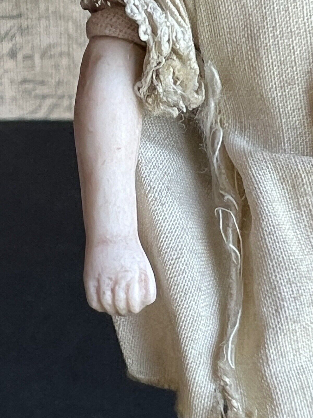 Rare Antique German 4.75” Bisque Shoulder Head Dollhouse Bald Man Doll
