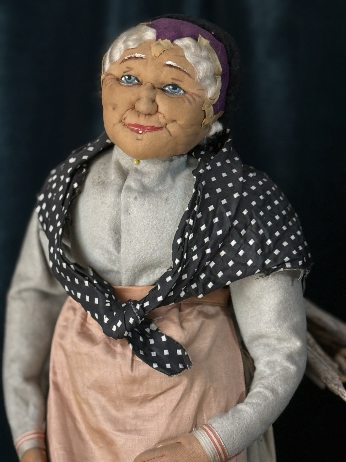 Antique 1940’s Large 23” French Ravca Cloth Doll With Tag