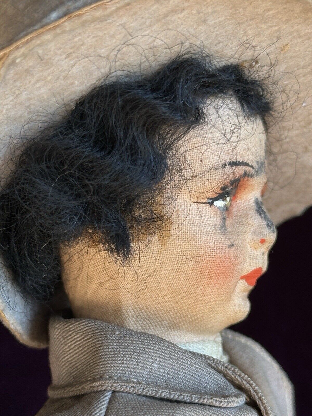 All Original Vintage Early Spanish 10.5” Munecas Pages Hard Mask Cloth Doll