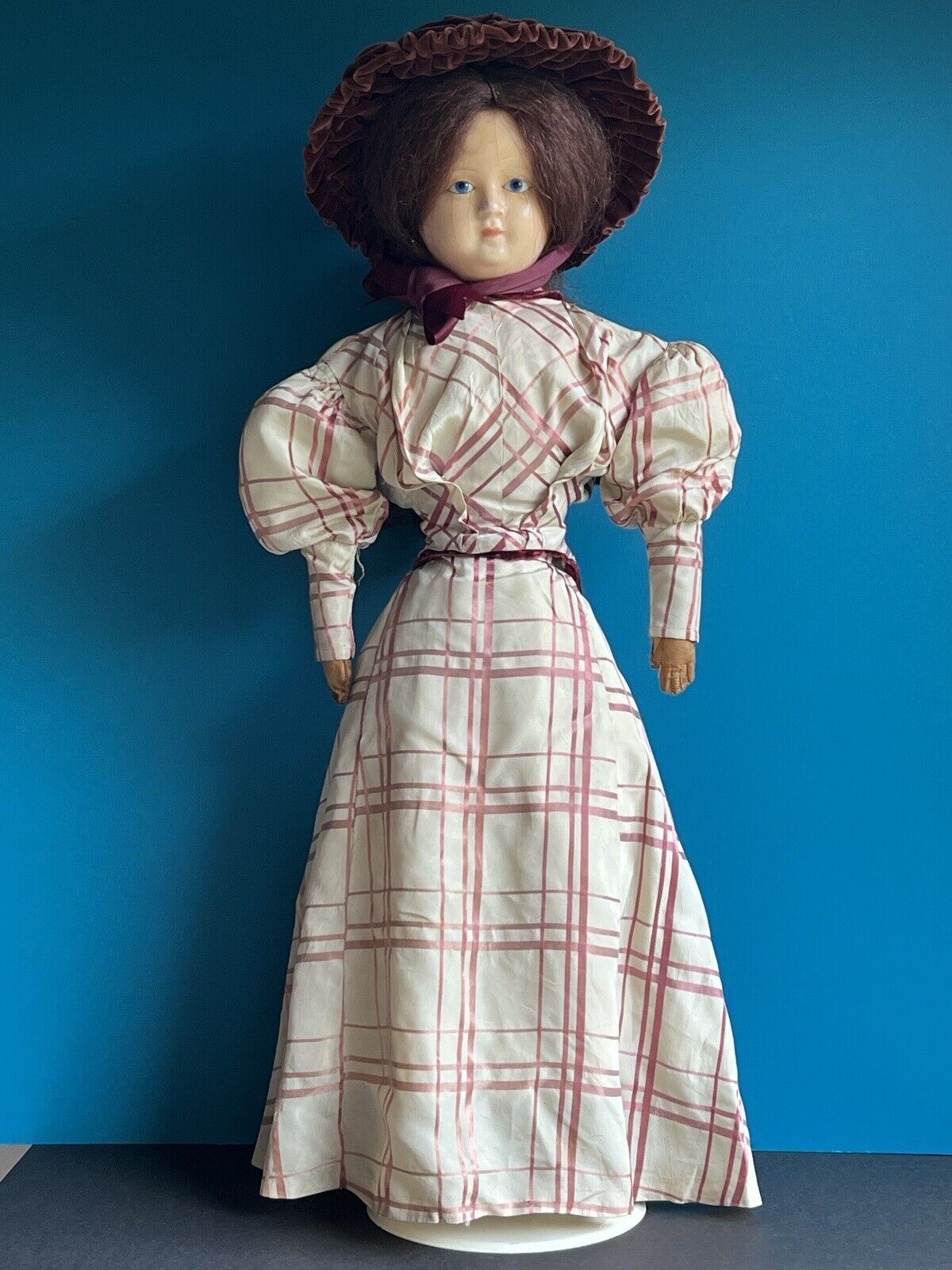 Large Antique German 30” Wax Over Papier Mache Doll