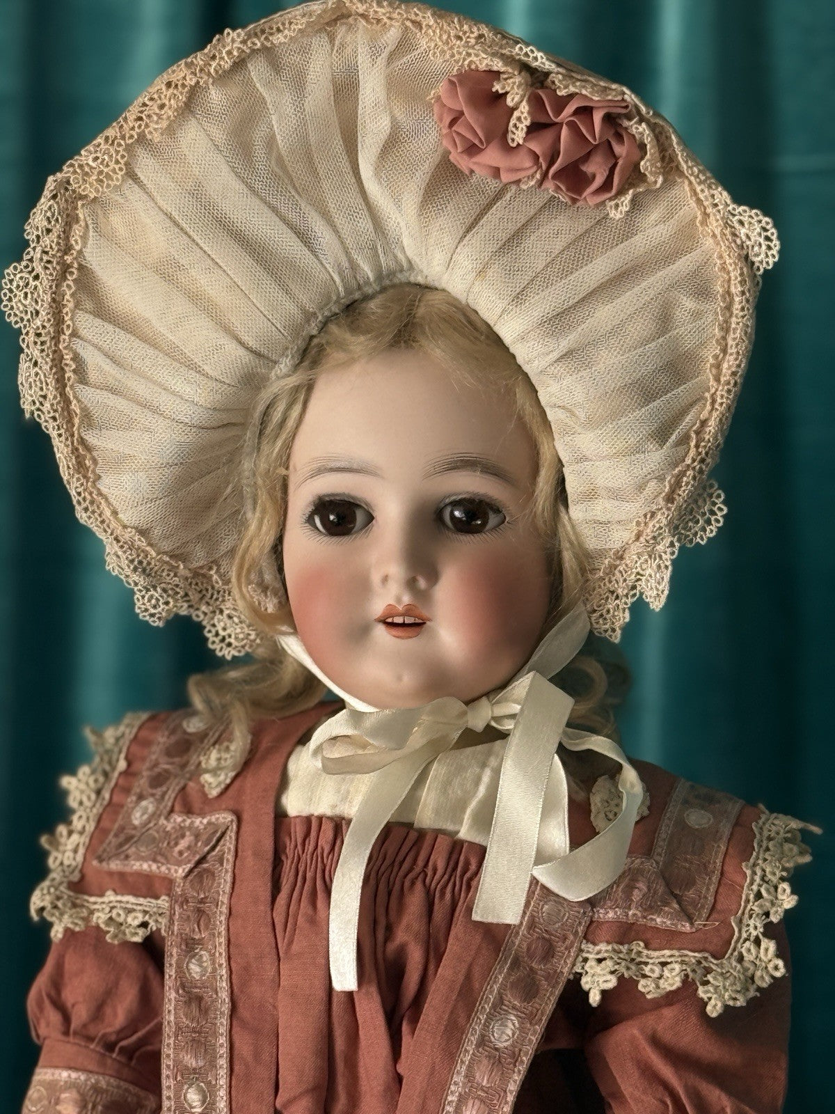 Antique German 23” Queen Louise Doll Bisque Head Composition Body