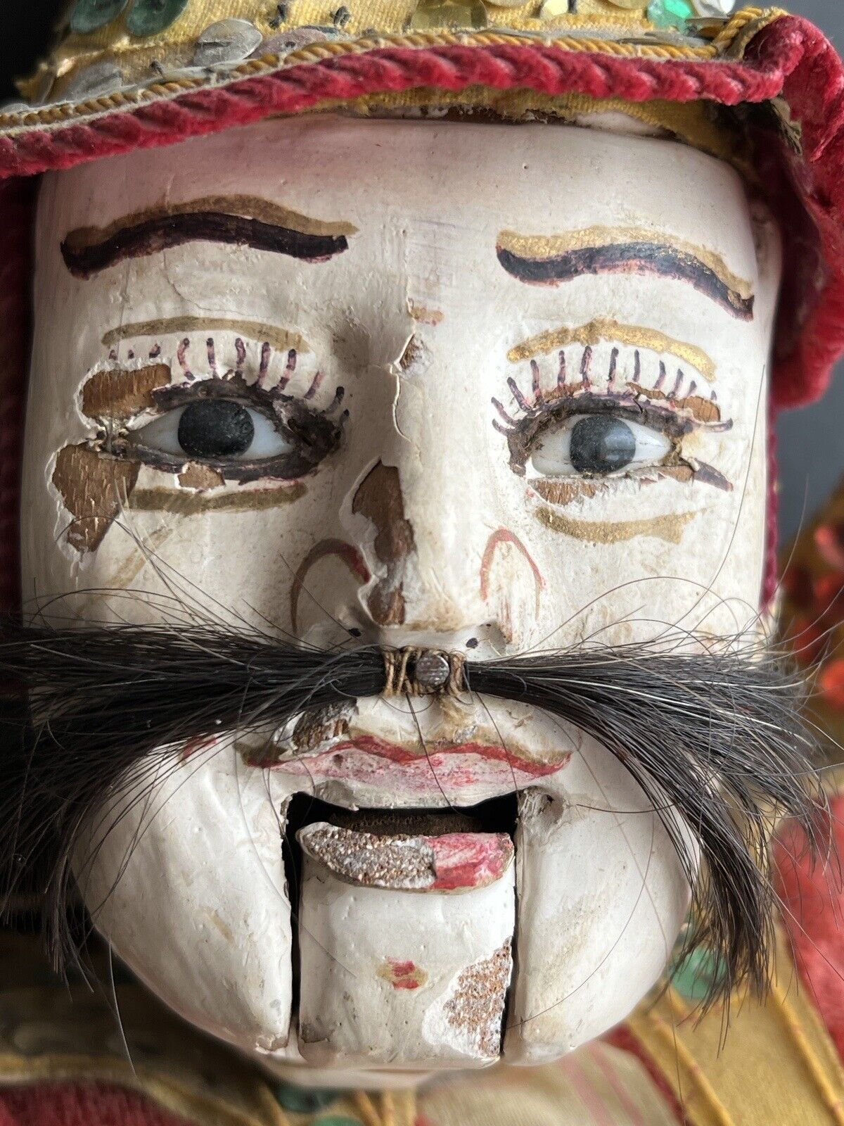 Antique Asian Burmese Folk Art Wooden Puppet Marionette Doll