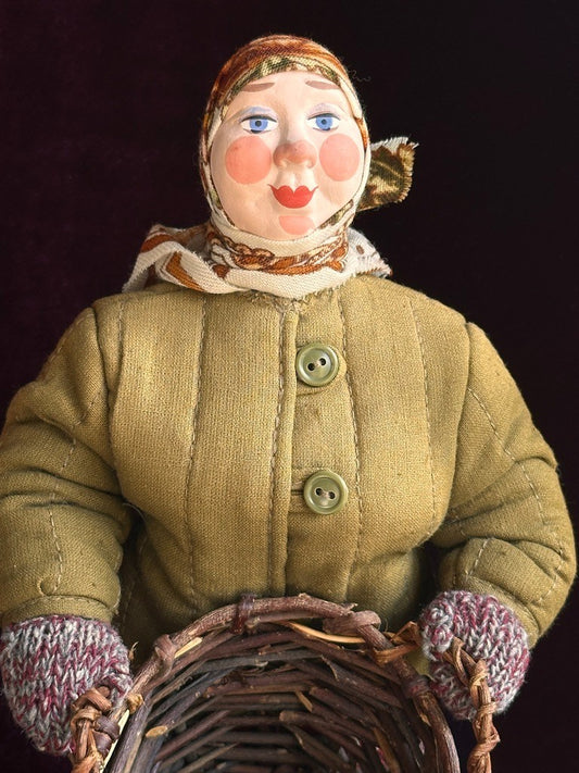 Vintage 11" USSR Terracotta/Ceramics Traditional Russian Rural Woman Doll