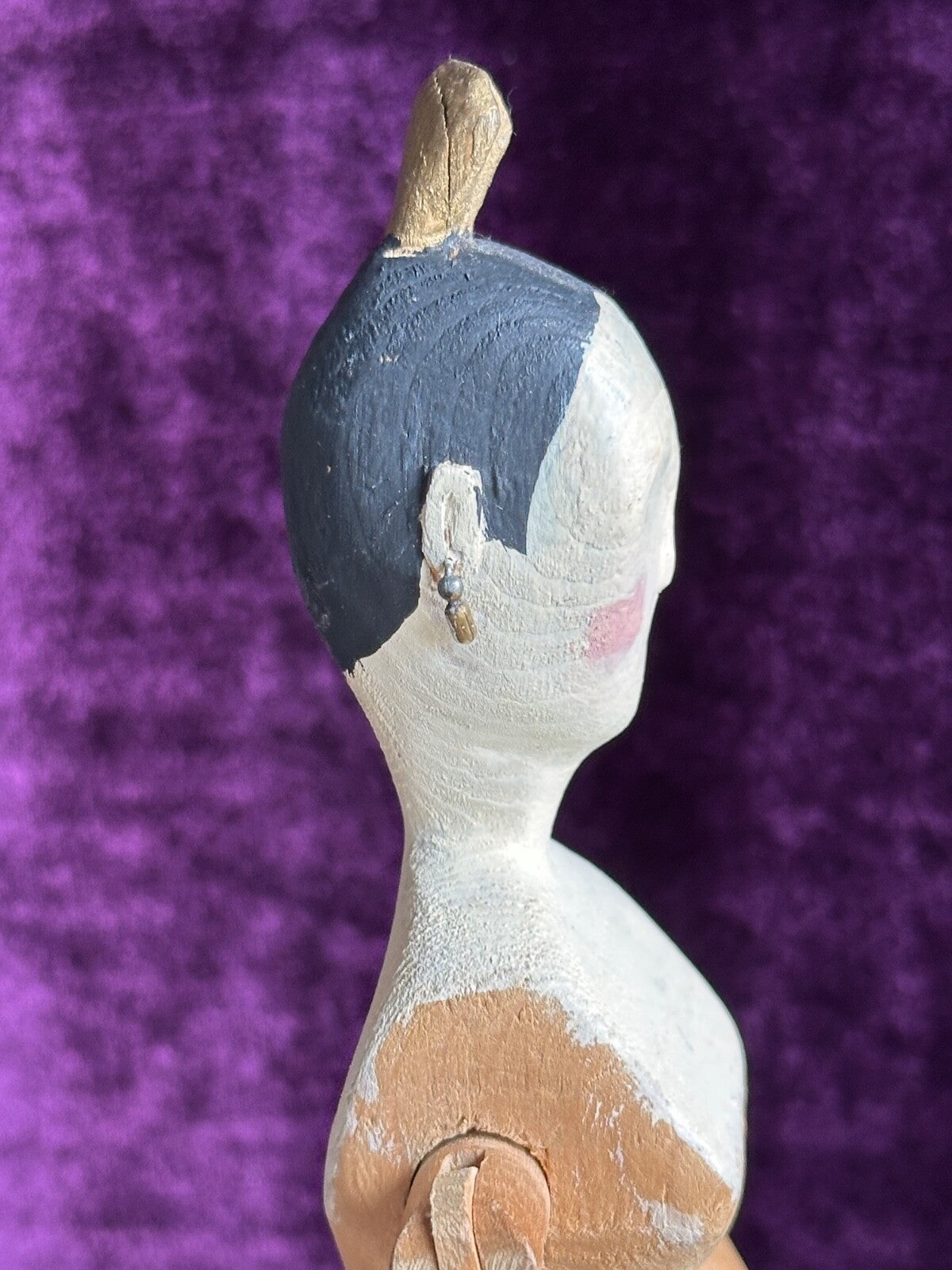 Vintage 13" Reproduction of Antique Grodnertal Wooden Jointed Tuck Comb Doll