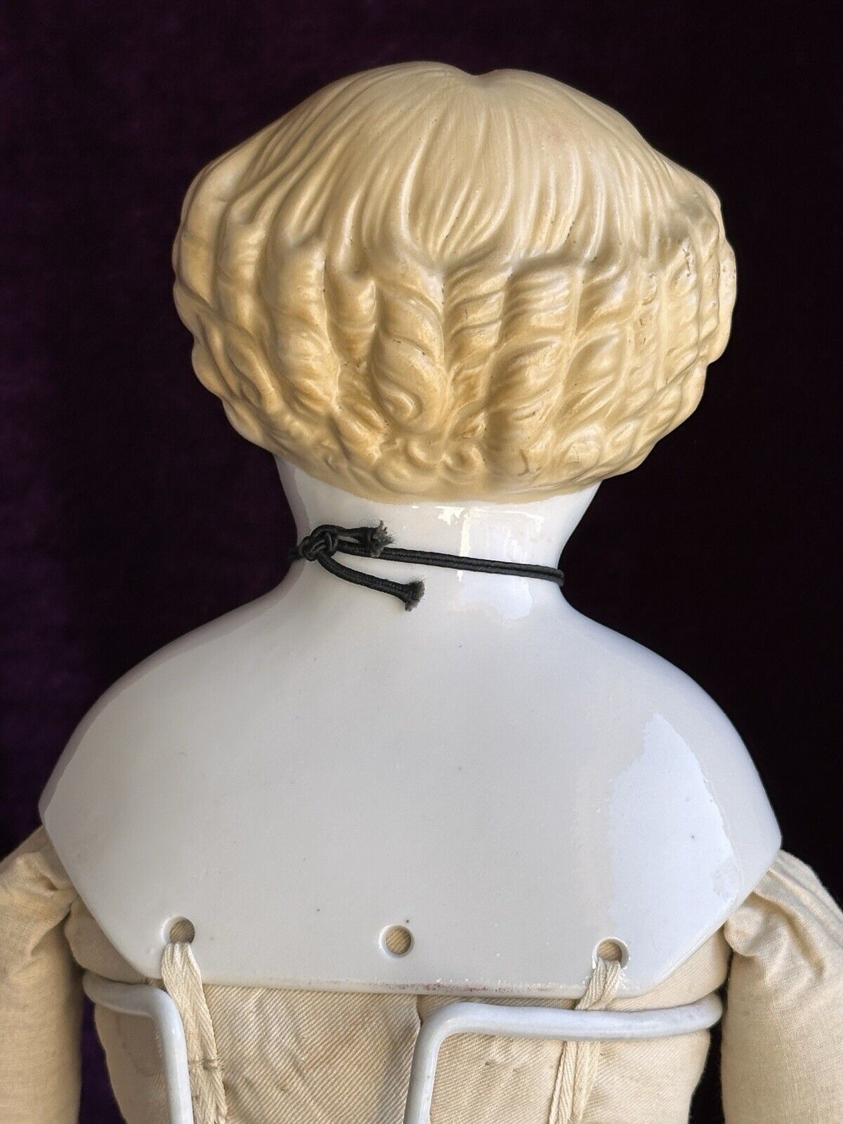 Antique German 11.5” Petite Blonde China Shoulder Head Doll