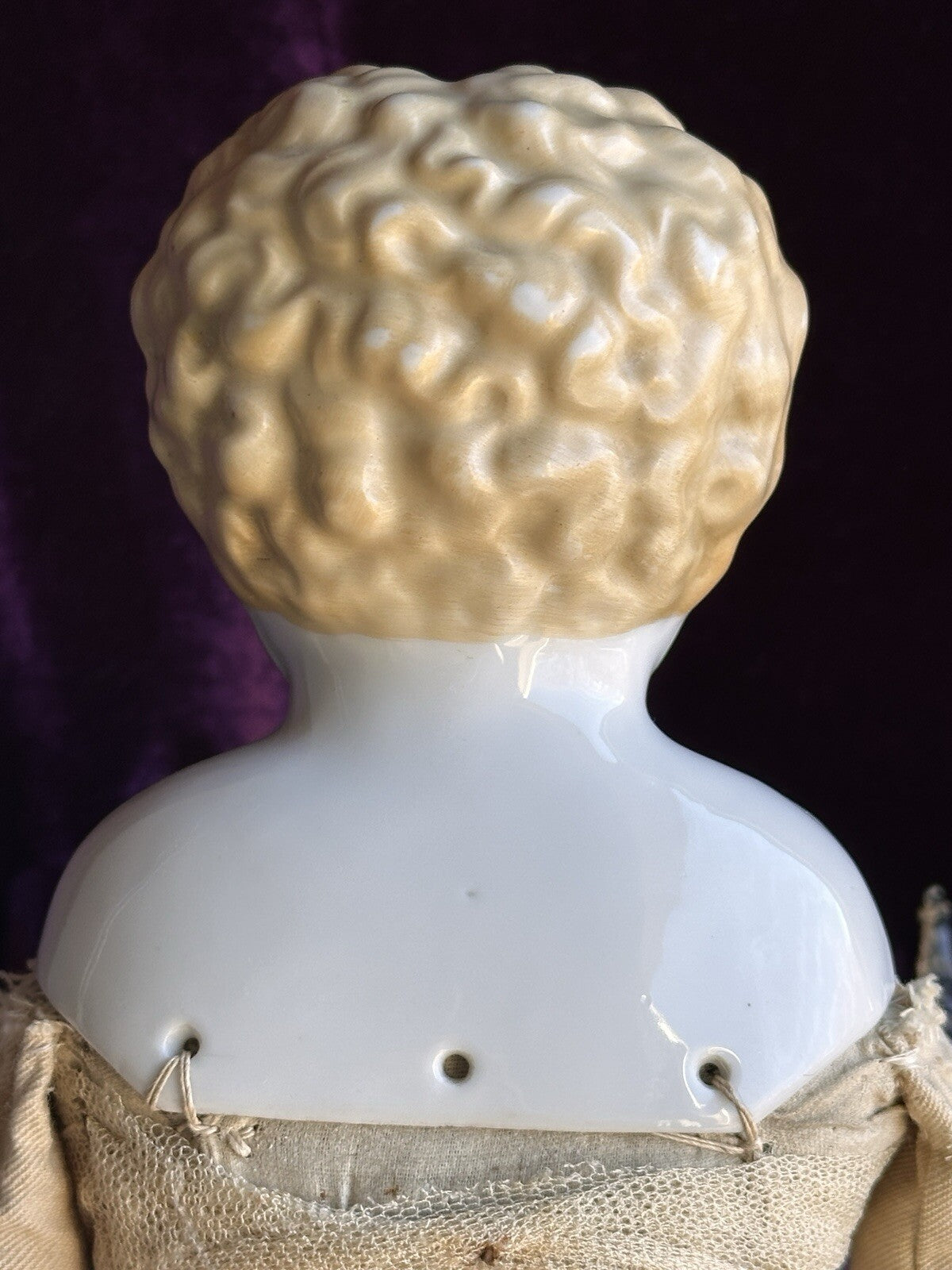 Large Antique German 24” Exposed Ears Blonde China Head Doll