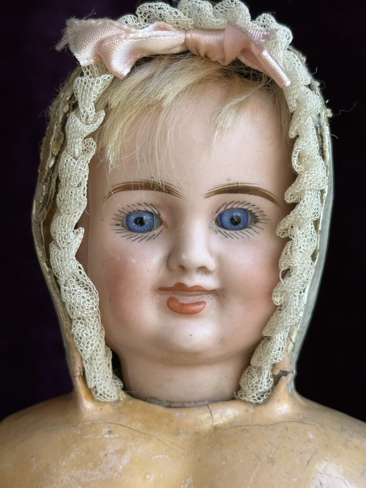 Antique German 14” Carl Bergner 3-Faces Multifaceted Bisque Head Doll