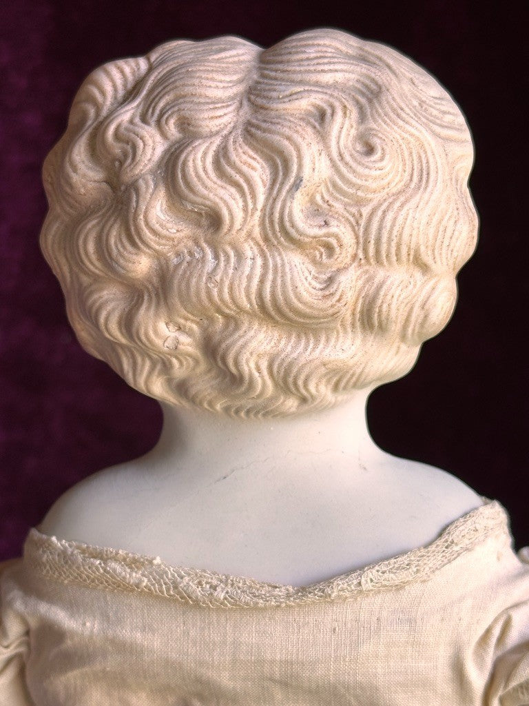 Antique 15” Bisque Parian Doll with Glass Eyes Made in Japan (?)