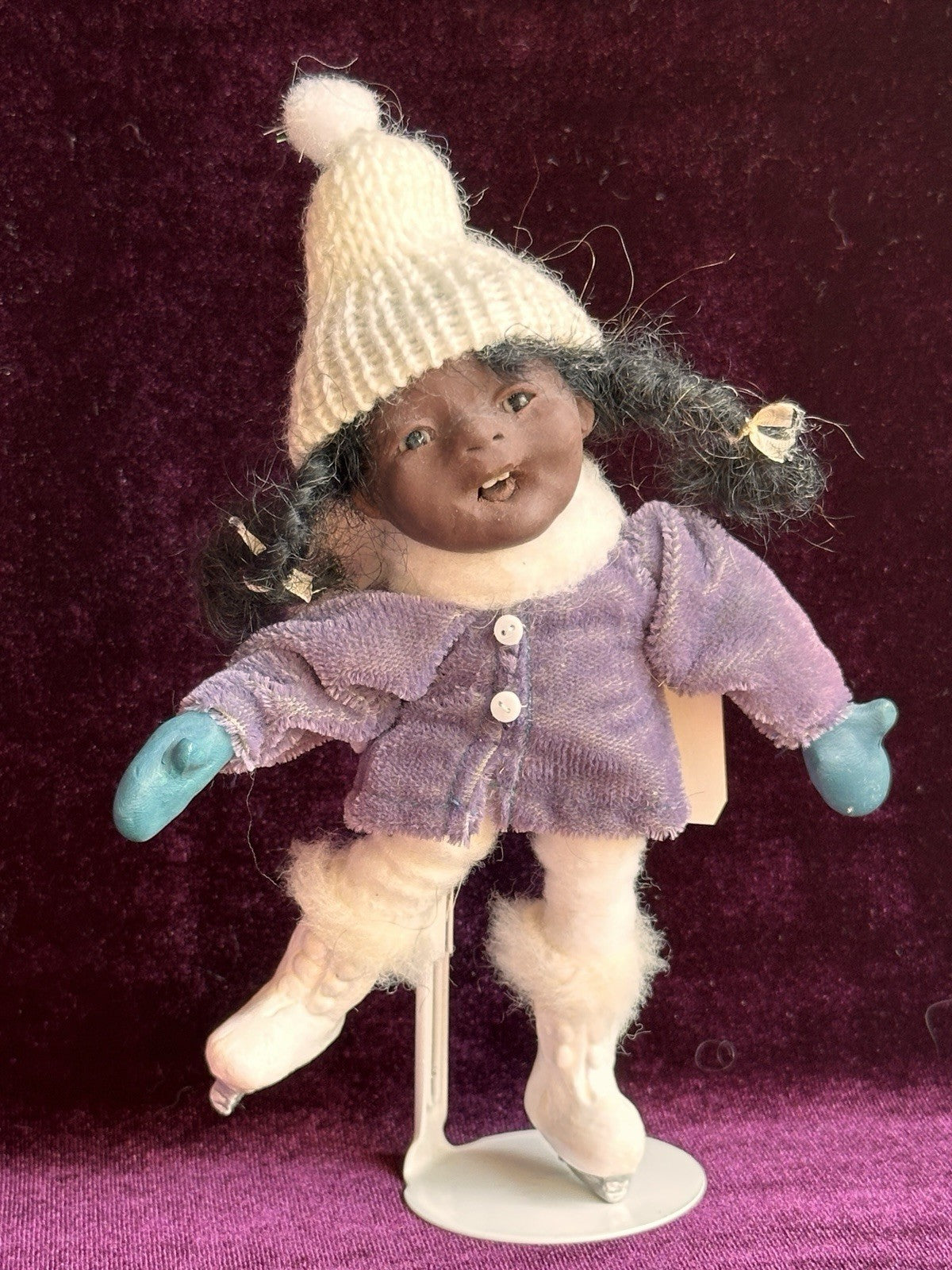 OOAK Miniature Elizabeth Cooper 6” Polymer Clay Cloth African American Girl Doll