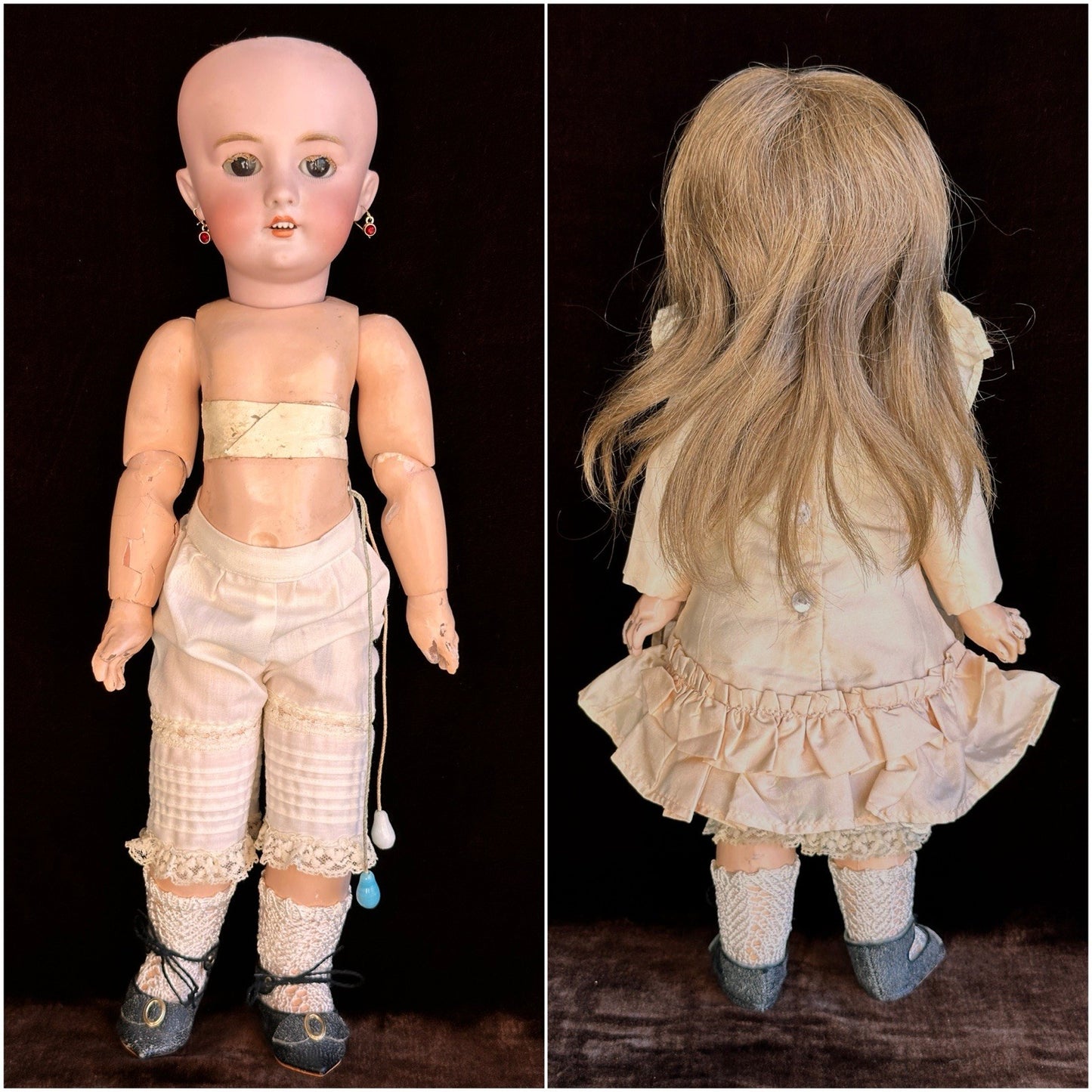 Antique German French 15” Tete Jumeau Dep Bisque Head Doll Working Crier