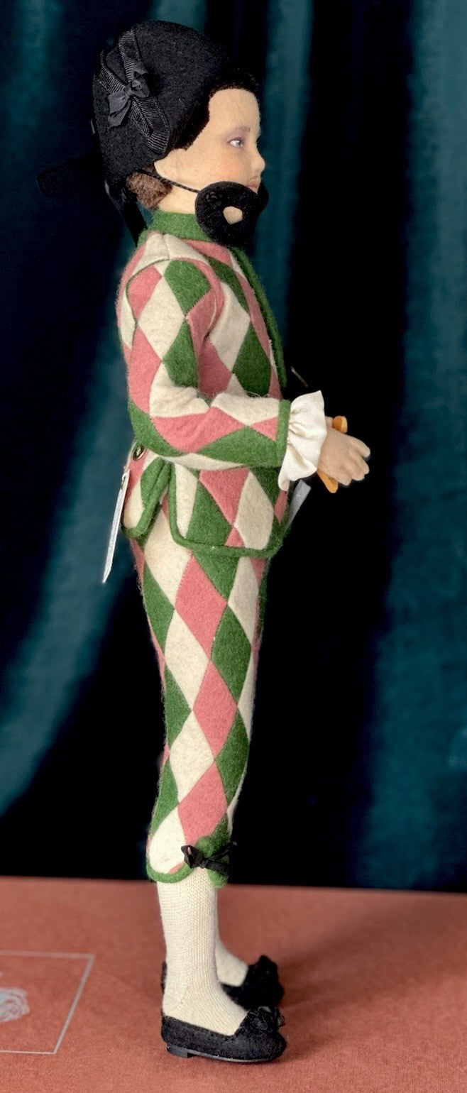 Collectible 15” John Wright The Commedia del'arte Harlequin Felt Doll LE 250