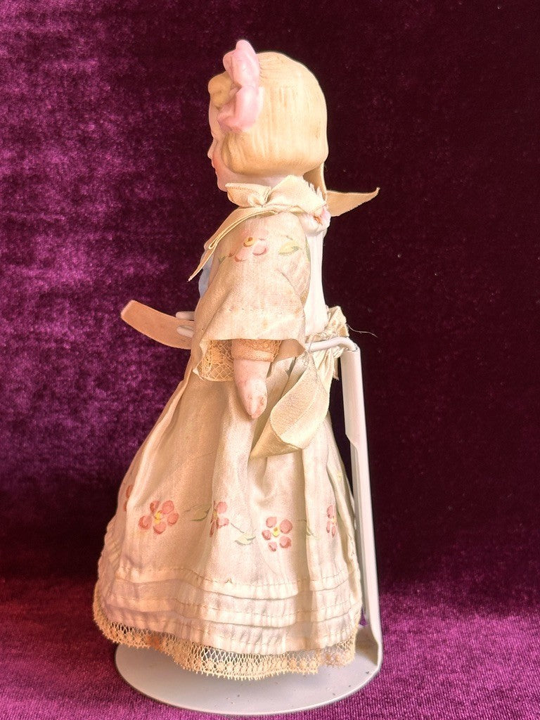 Rare Antique German Hertwig 6.75” Bisque Molded Torso Character Dollhouse Doll