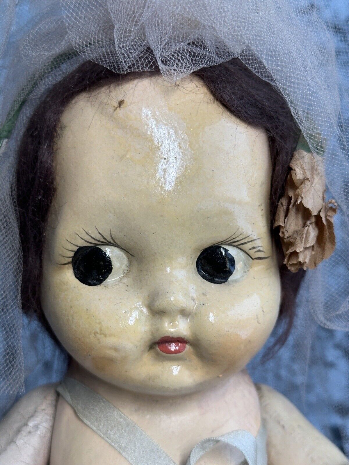 Antique American 17.5” Composition Carnival Prize Bride Doll