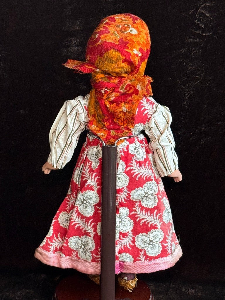 Antique USSR Russian Dunaev Factory Terracotta 11” All Original Girl Doll