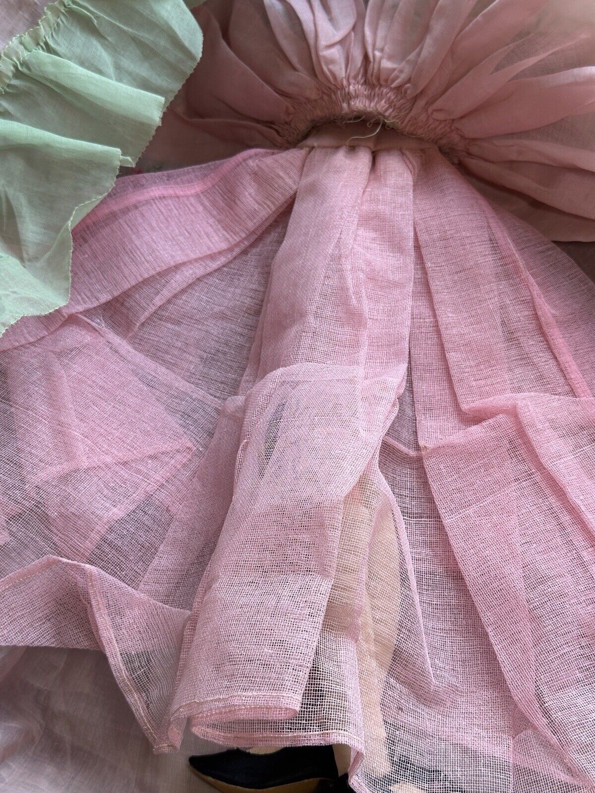 Antique Art Deco 29” French Boudoir Flapper Cloth Face Mask Doll