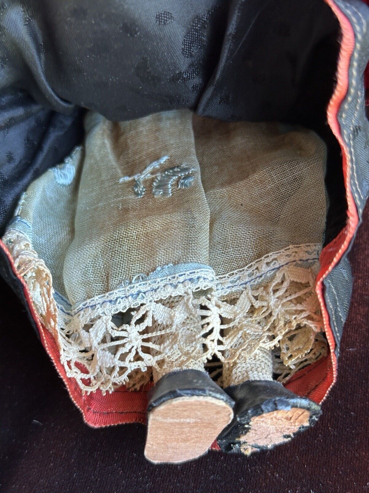 Vintage 10” Swiss Huggler Wood Carved Doll with Original Tag