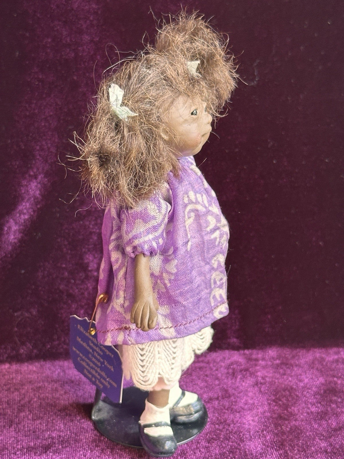 OOAK Miniature Handmade Elizabeth Cooper Polymer Clay Cloth African Girl Doll