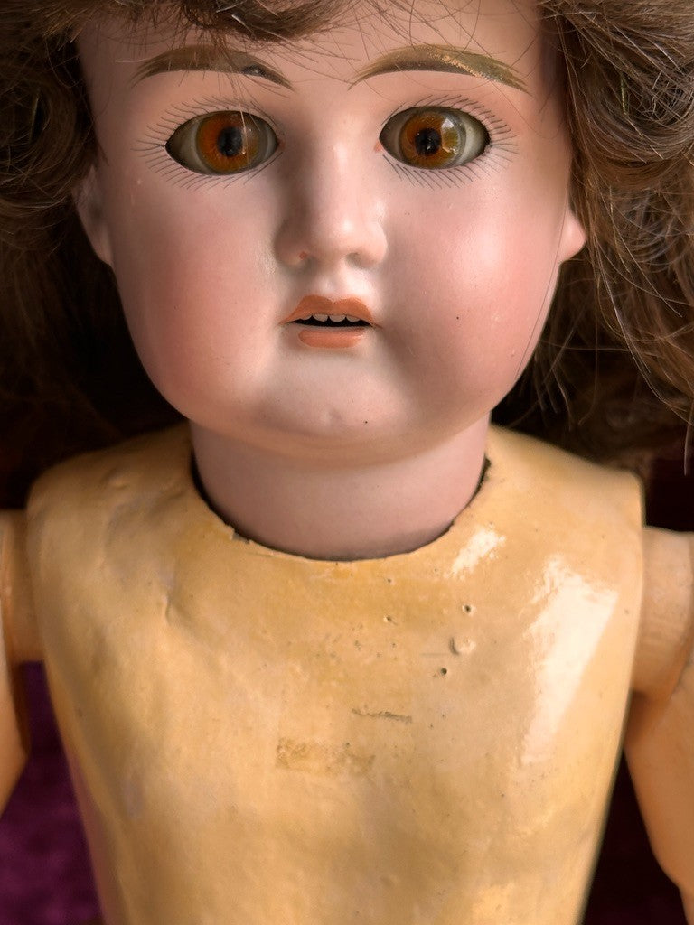 Antique German 18" Edmund Steiner marked EUSt Bisque Head Composition Body Doll