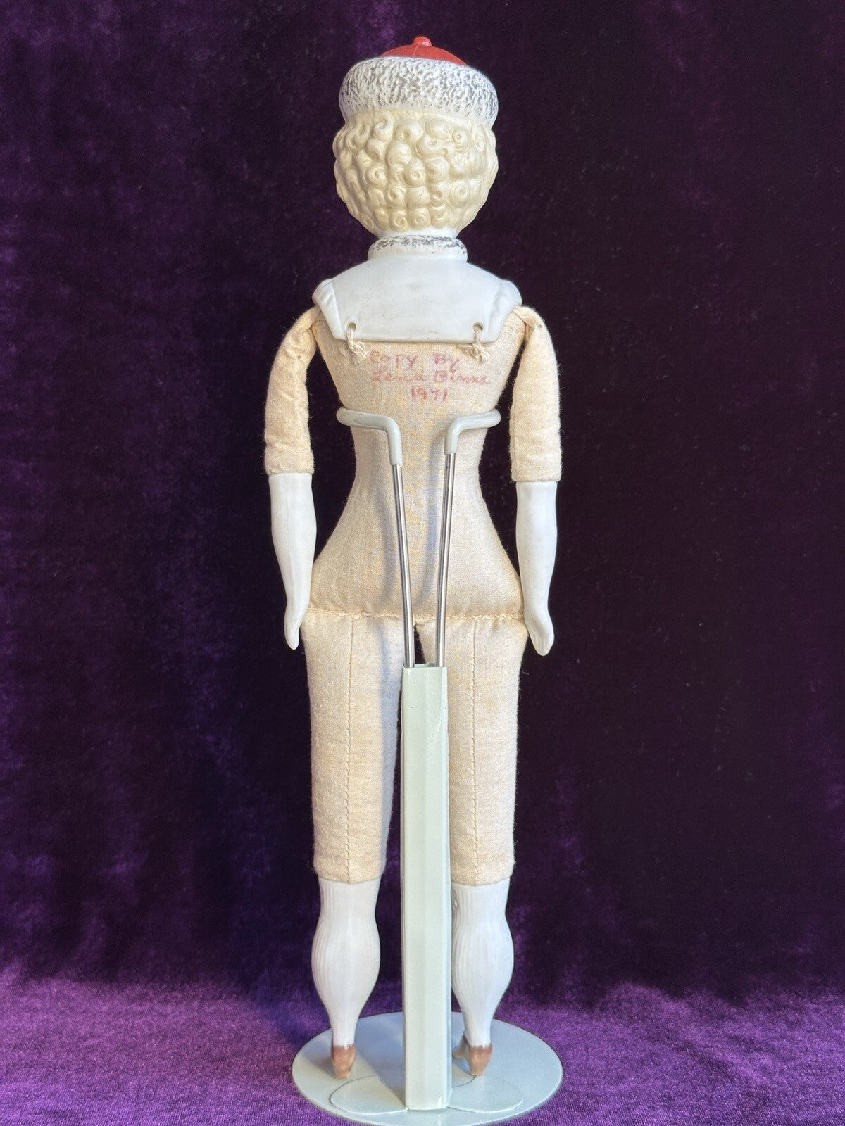 Rare Vintage Reproduction of Antique German 12.5” Hertwig Parian Doll Molded Hat