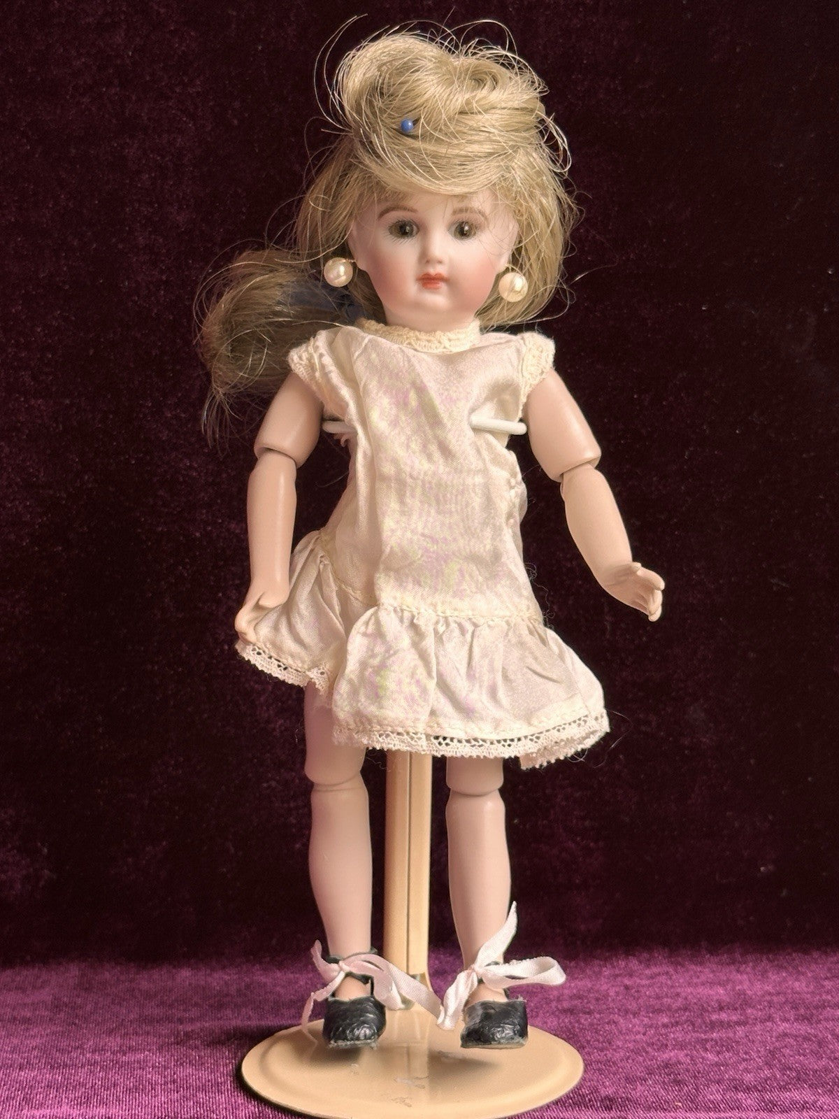 Porcelain Compo Petite 8” Reproduction of Antique French Jumeau Doll