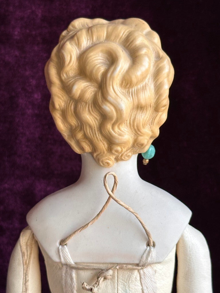 Antique German 16.5” Parian China Bisque Shoulder Head Fashion Doll