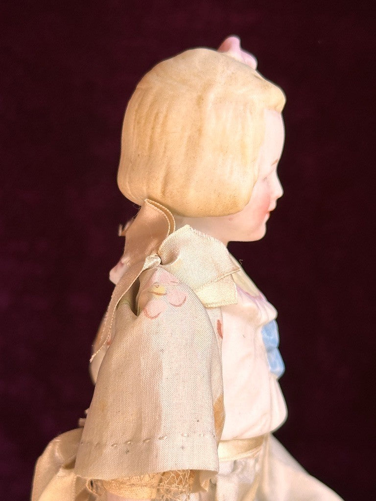 Rare Antique German Hertwig 6.75” Bisque Molded Torso Character Dollhouse Doll