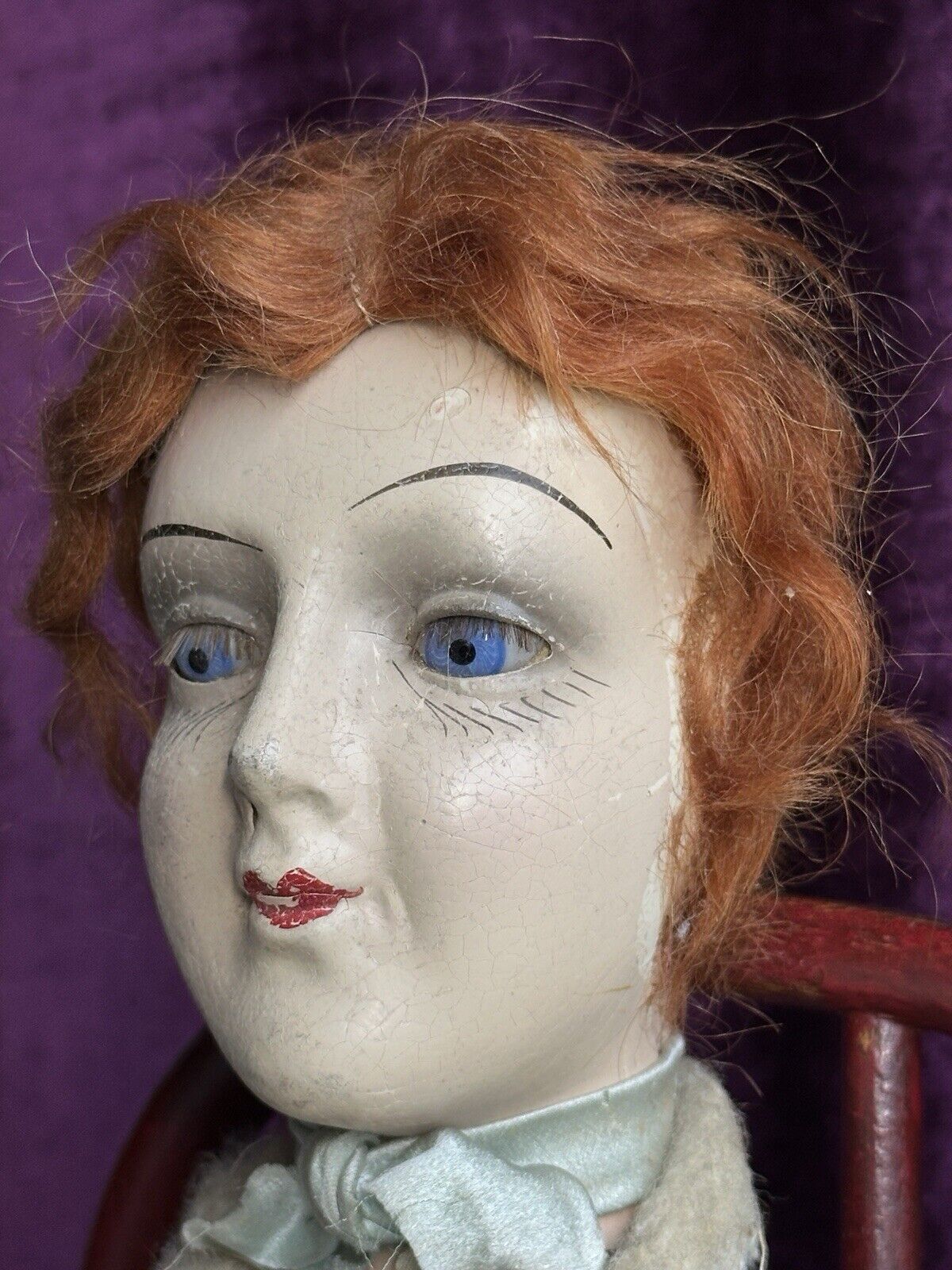 Rare Antique 27" Composition Cloth Art Deco Style French Boudoir Doll Glass Eye
