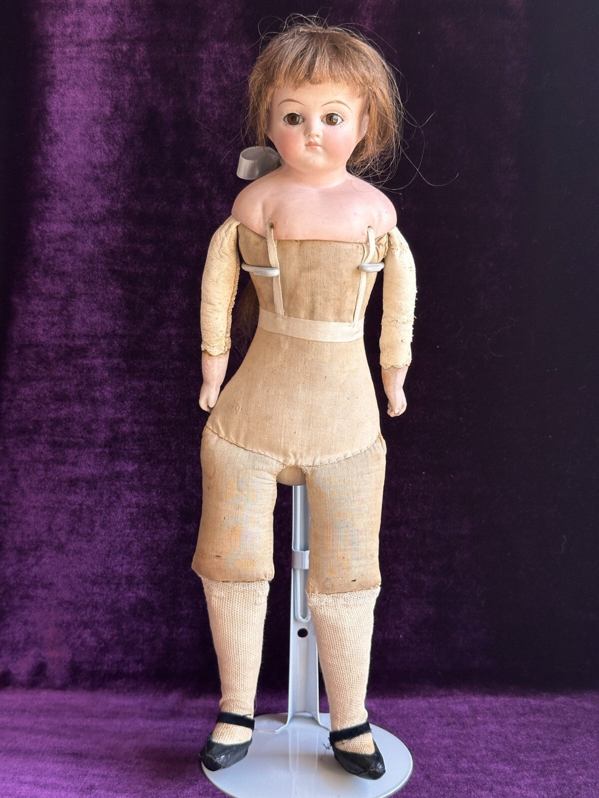 Antique German 14.5" Unmarked Kling/ABG Solid Bisque Shoulder Head Fashion Doll
