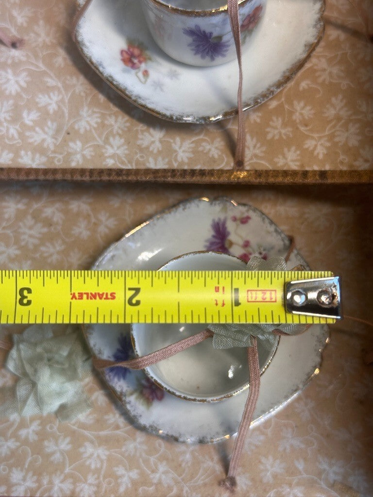 Antique All Original French Doll China Tea Service Set in Presentation Box