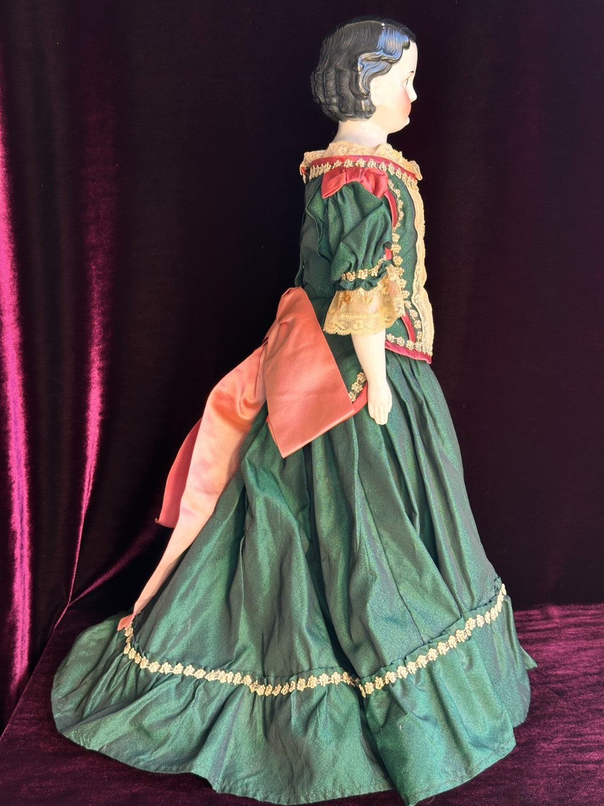 Large Antique German 23" Greiner Style Exposed Ears China Head Doll