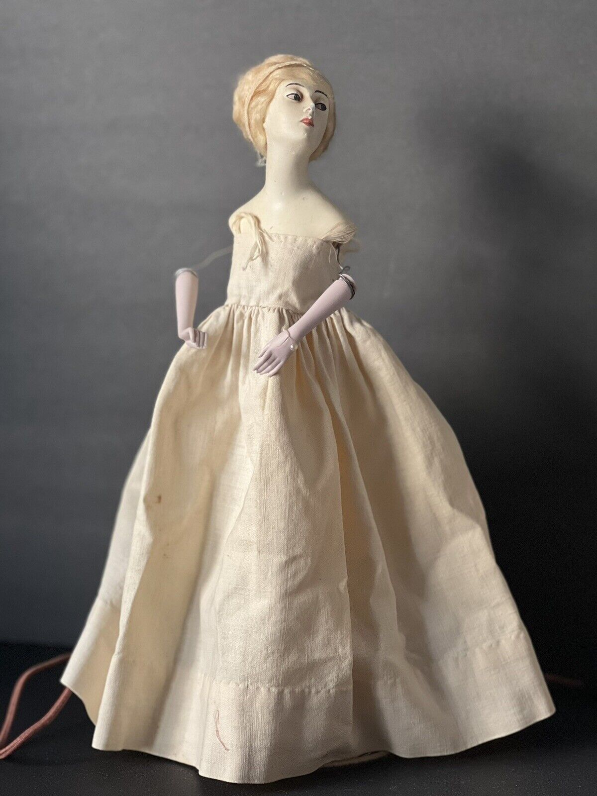 Antique Art Deco French (?) Chalkware Boudoir Lamp Doll