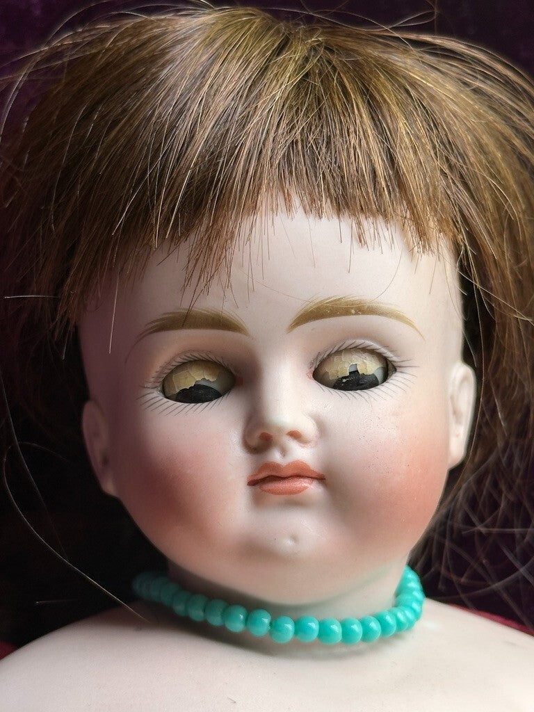 Antique German 16” Early Kestner Alphabet Series Closed Mouth Bisque Head Doll