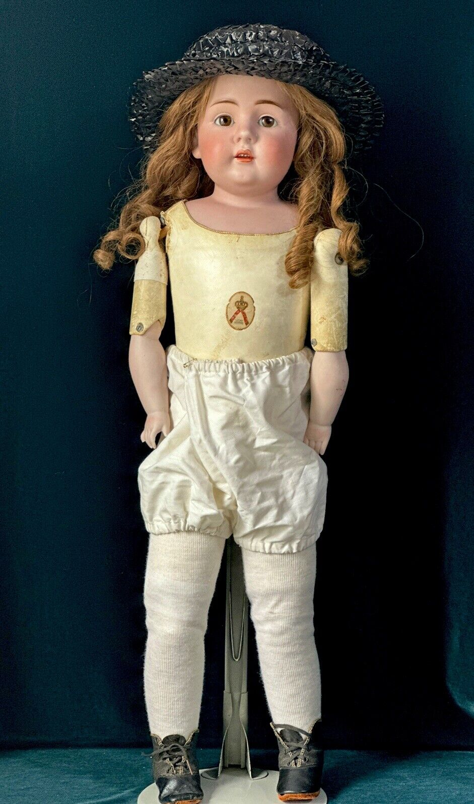 Large 30” JDK Kestner Mold 154 Bisque Head/Shoulder Leather Body Doll