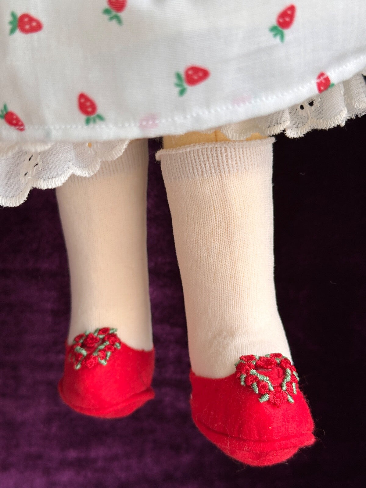 Lot of 2 Vintage Handmade Cloth Felt Dolls