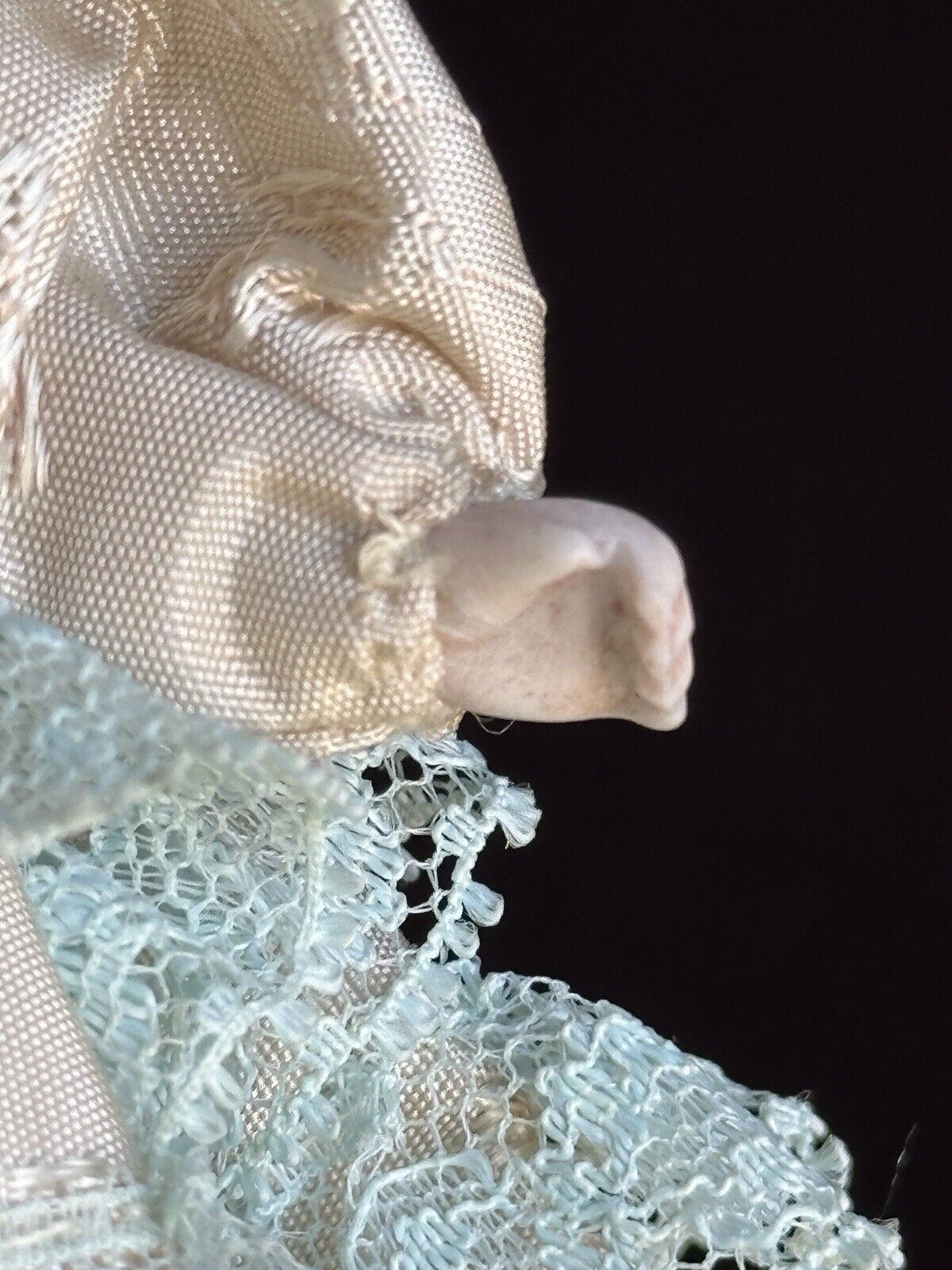 Antique German Miniature Dollhouse 6.25” Bisque Head Parian Female Doll with Bun