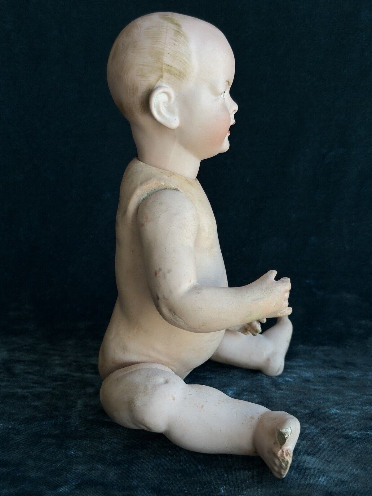 Antique German 13” Kley Hahn 525 Solid Dome Bisque Head Baby Doll Intaglio Eyes