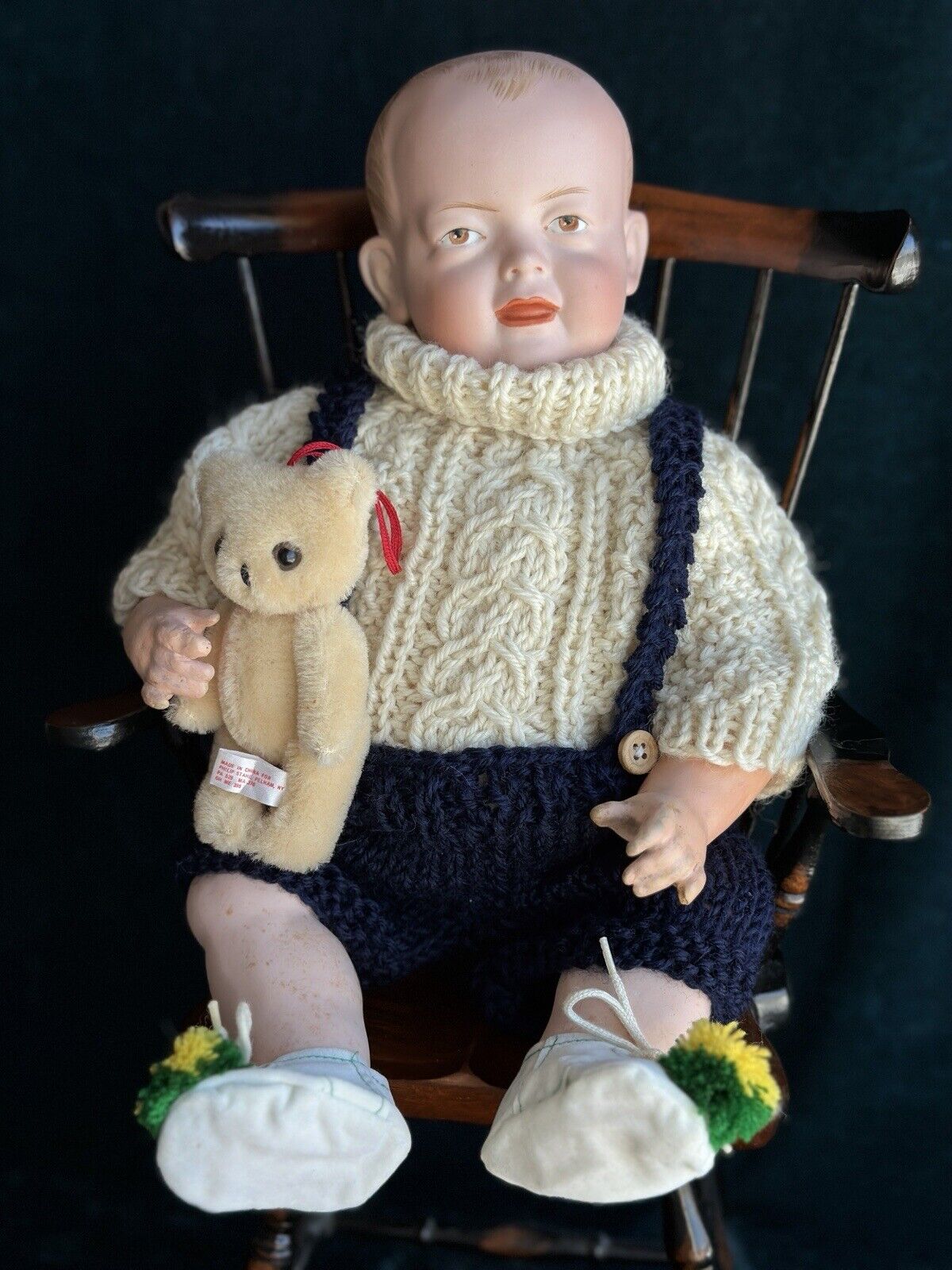Antique German 13” Kley Hahn 525 Solid Dome Bisque Head Baby Doll Intaglio Eyes