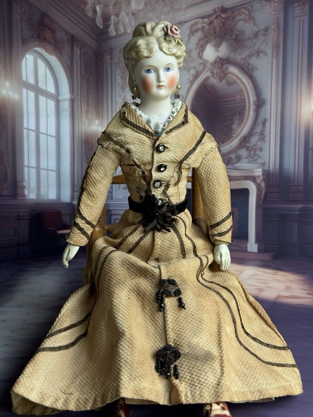 Antique German 16” Dornheim, Koch & Fischer Parian Dresden Parian Fashion Doll