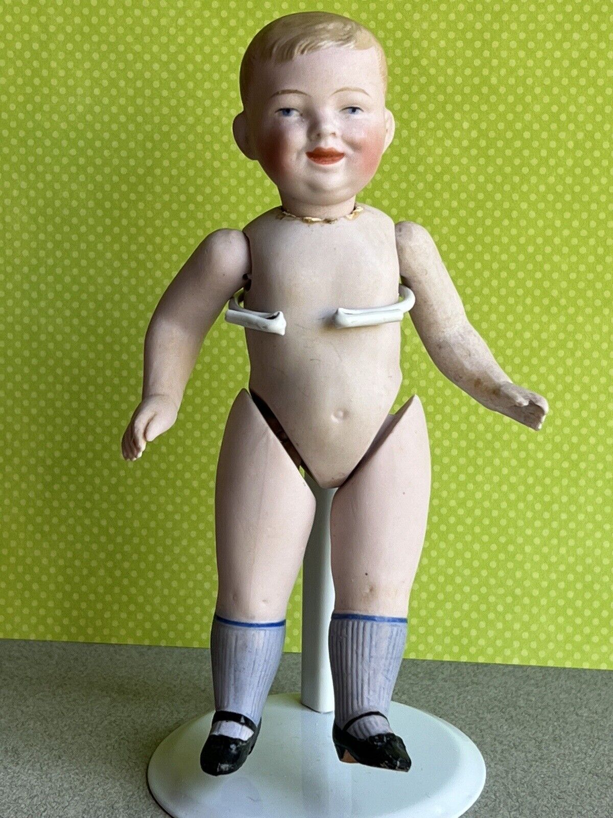 Antique German 6.25” Kestner All Bisque Character Boy Doll Swivel Head