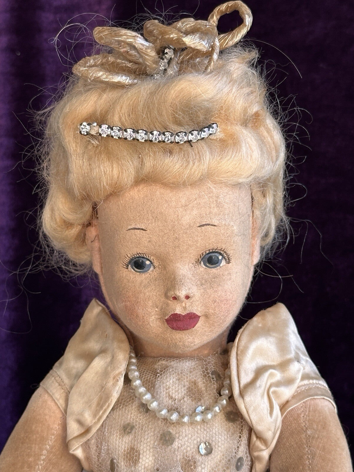 Vintage British Chad Valley 17” Cloth Felt Character Doll