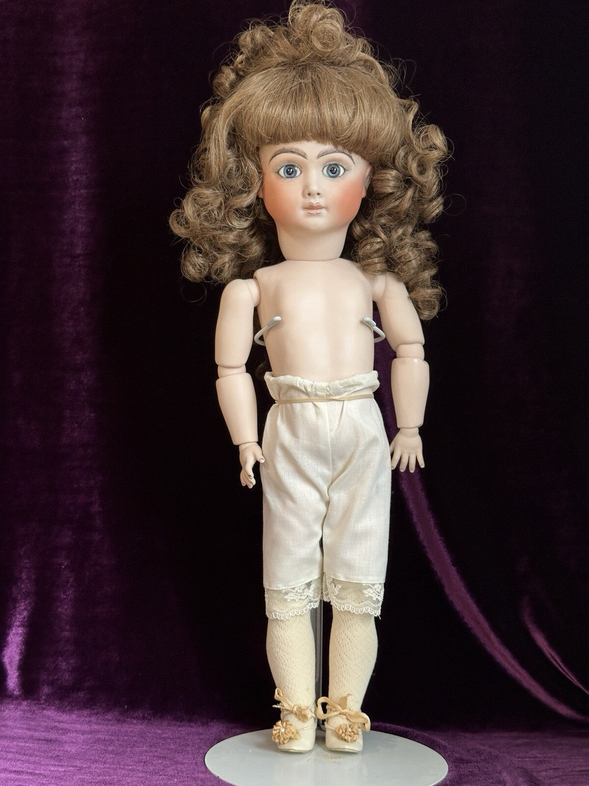 Vintage All Porcelain 20” Reproduction of Antique French Andre Thuillier Doll