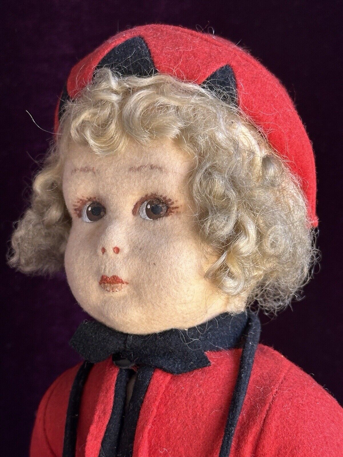 Vintage Italian All Original 12” Lenci 111 Series Felt Cloth Doll
