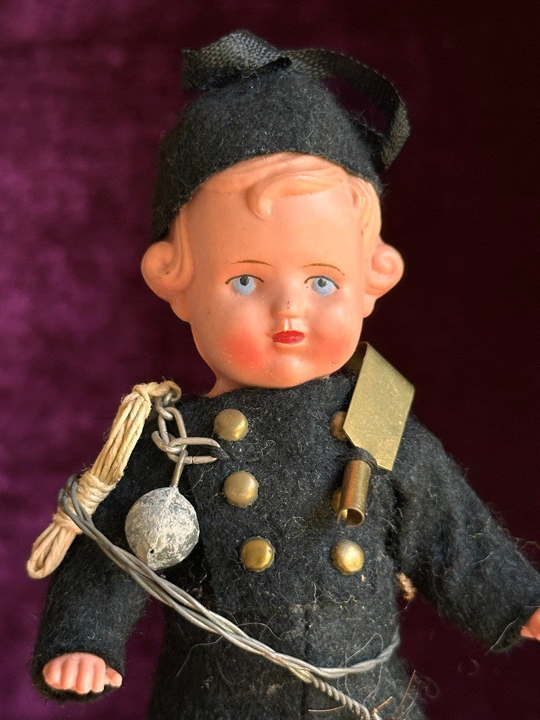 Vintage German 5.625" Miniature Dollhouse Plastic Celluloid Chimney Sweeper Doll