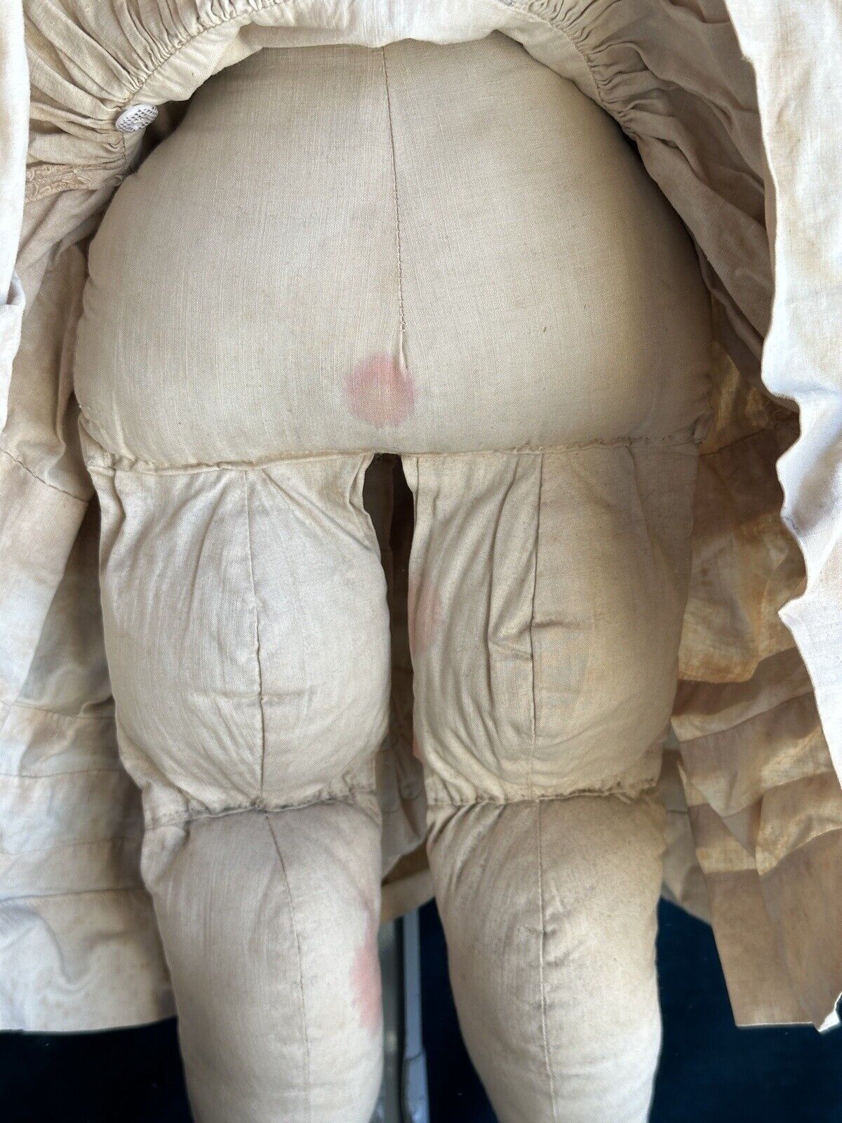 Antique German 26” Dolly Madison China Shoulder Head Doll with Molded Bow