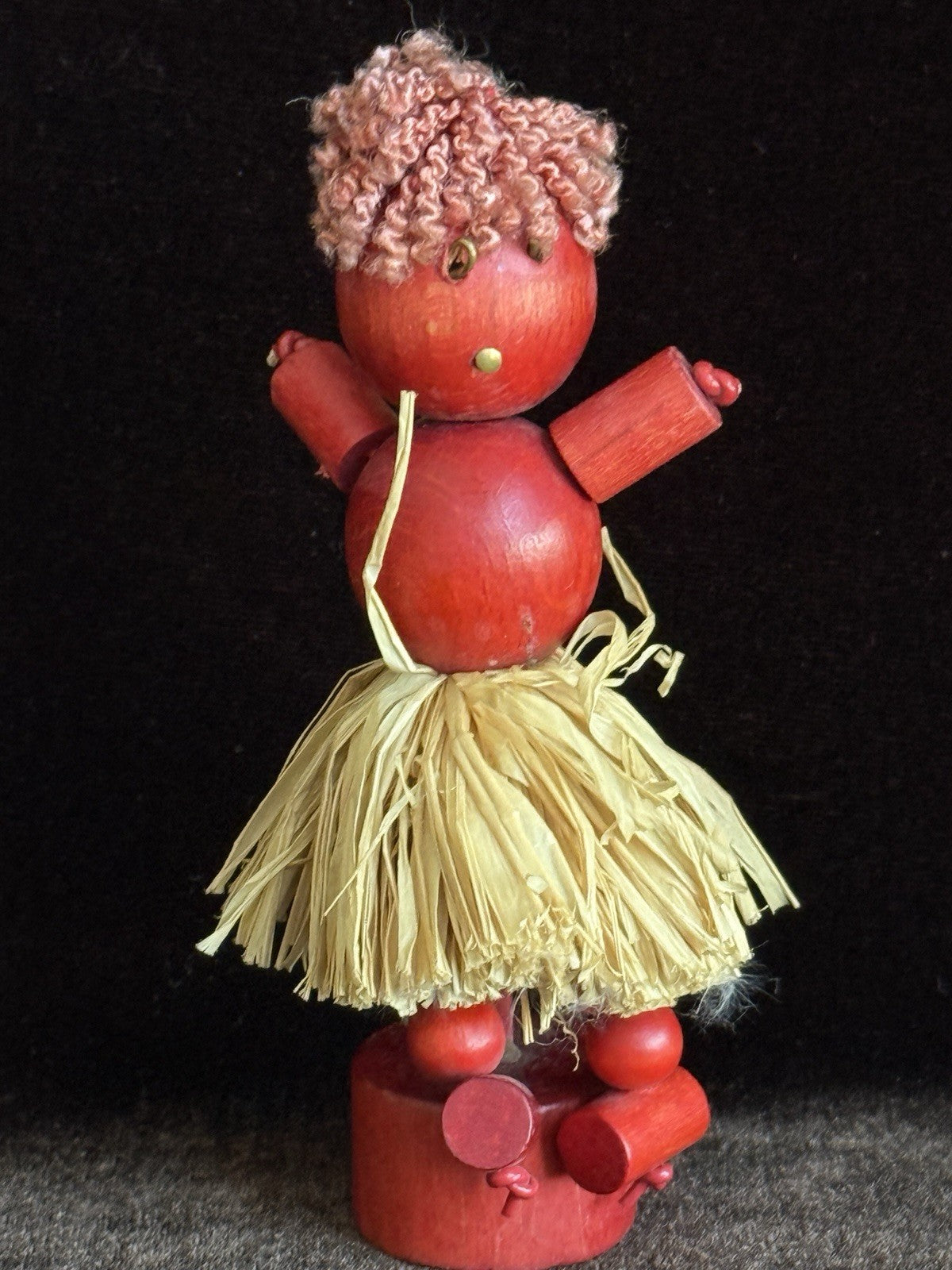 Unidentified Vintage 15” Dark Complexion Oilcloth African American Girl Doll