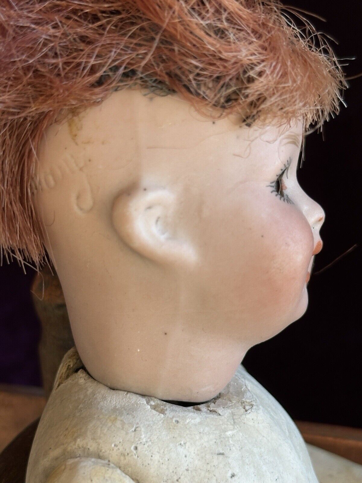 Antique German 8” Hermann Steiner Miniature Bisque Head Baby Doll