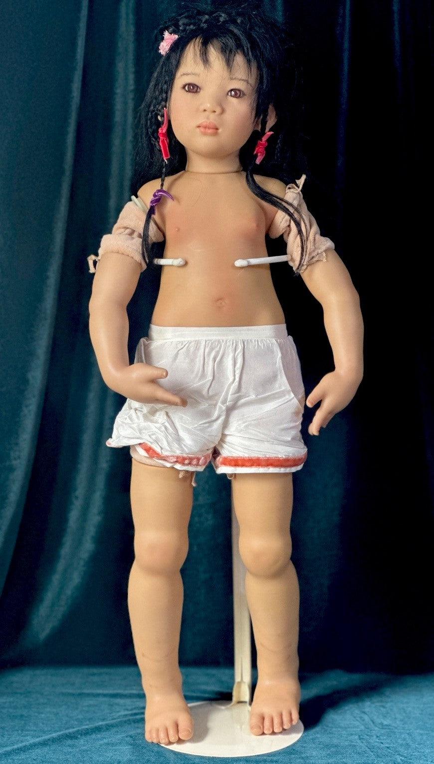 Collectible German Annette Himstedt Vinyl 26” Doll “Mia Yin” Redressed