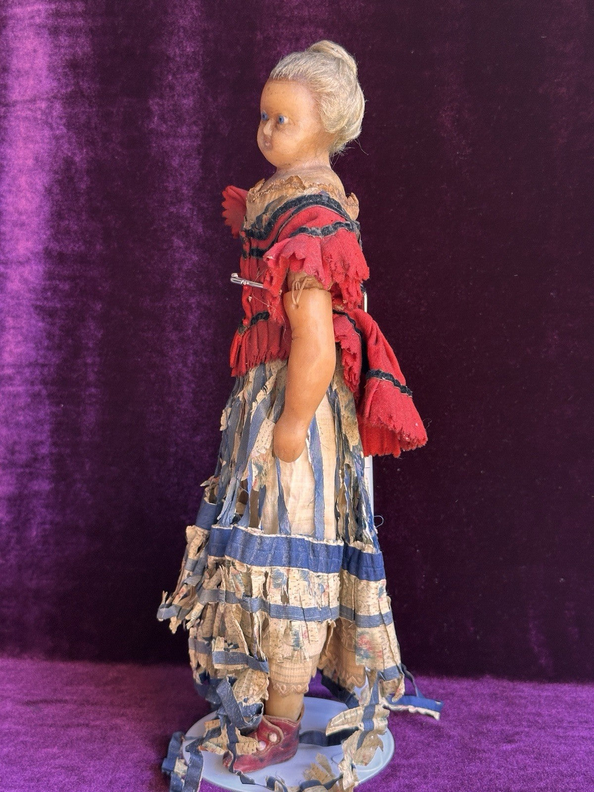 Early Antique English Pierotti 13.5” Wax Fashion Doll