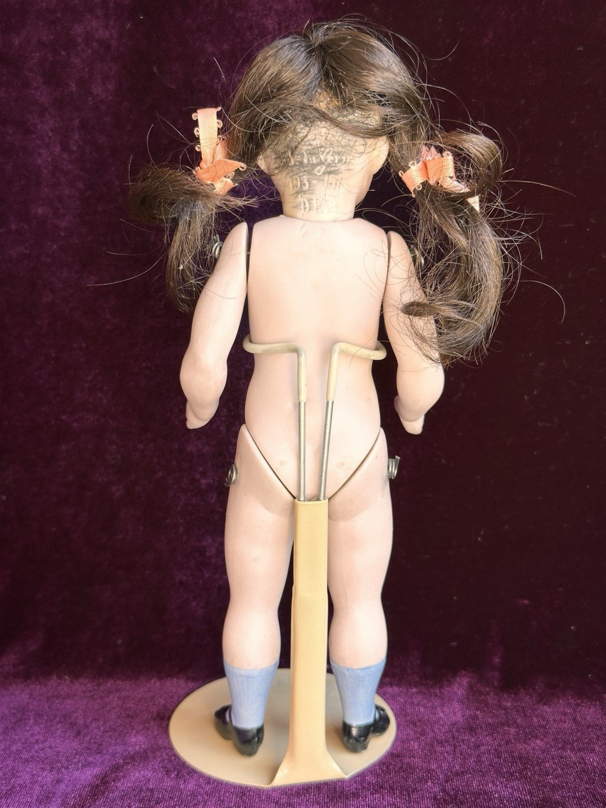 Large 8.5” Antique German Simon Halbig (?) All Bisque Mignonette Doll Knoch Head